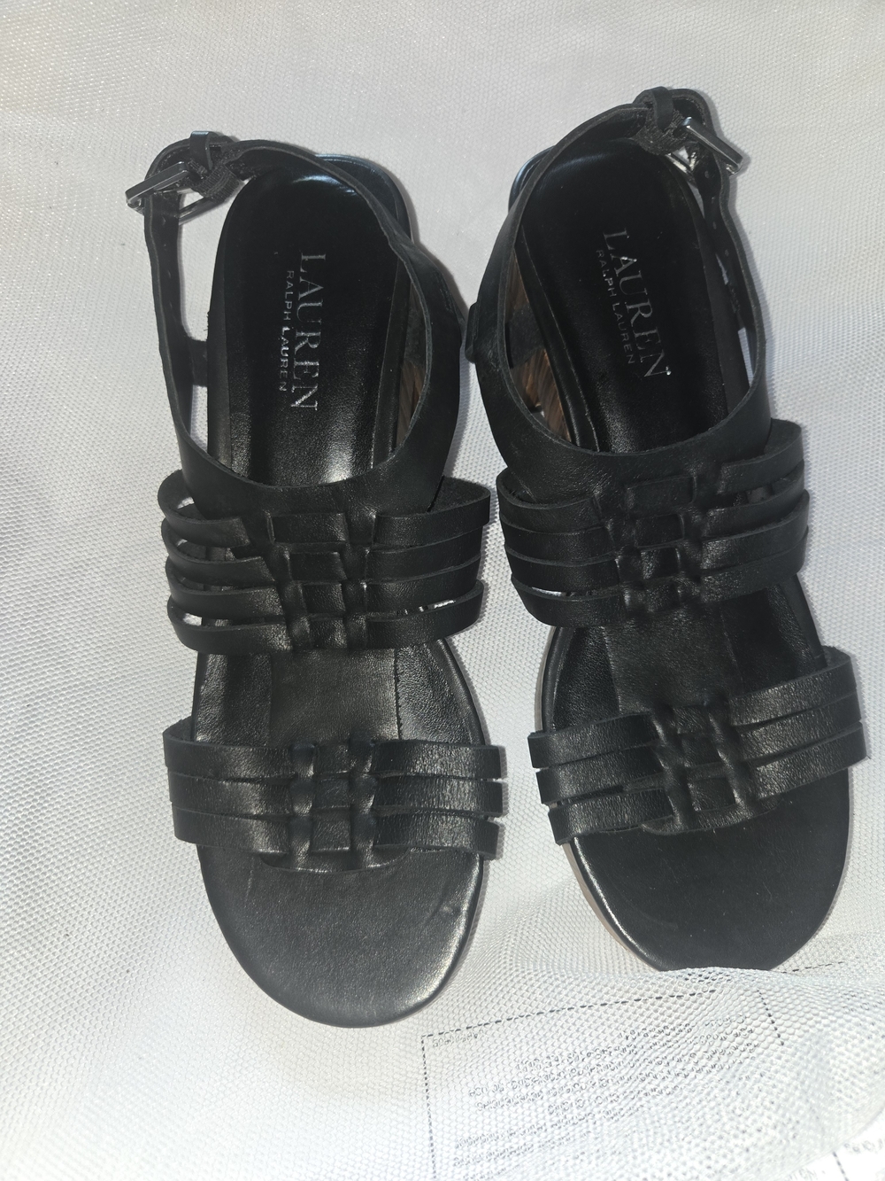 Lauren Ralph Lauren Black Strappy Leather Sandals